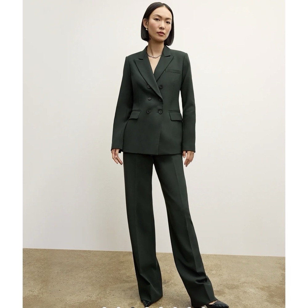 mm lafleur Kati Double Breasted Blazer Suit Women's Sz 2 Emerald Green Preppy